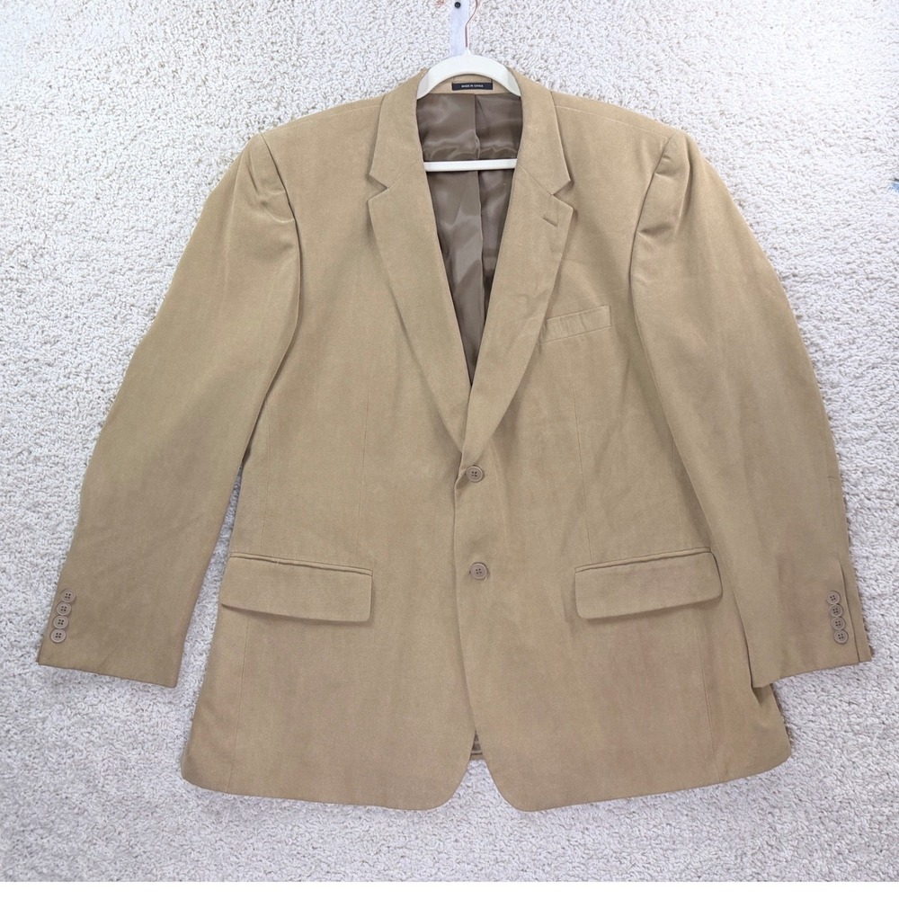 Via Europa Blazer Mens 48R Tan Excellent 2-Button Sport Coat Macy's Exclusive